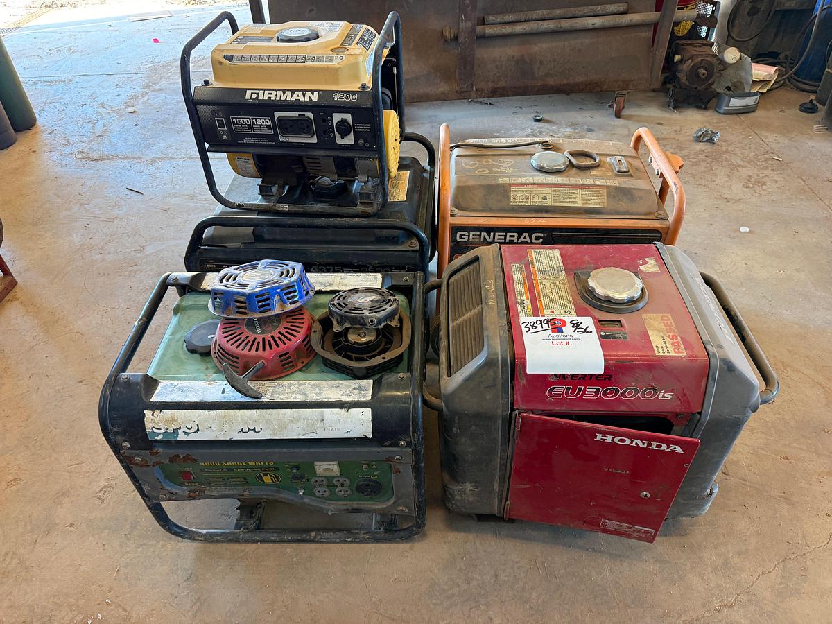 Used (5) SMALL 1500 WATT TO 4375 WATT PORTABLE GAS GENERATORS