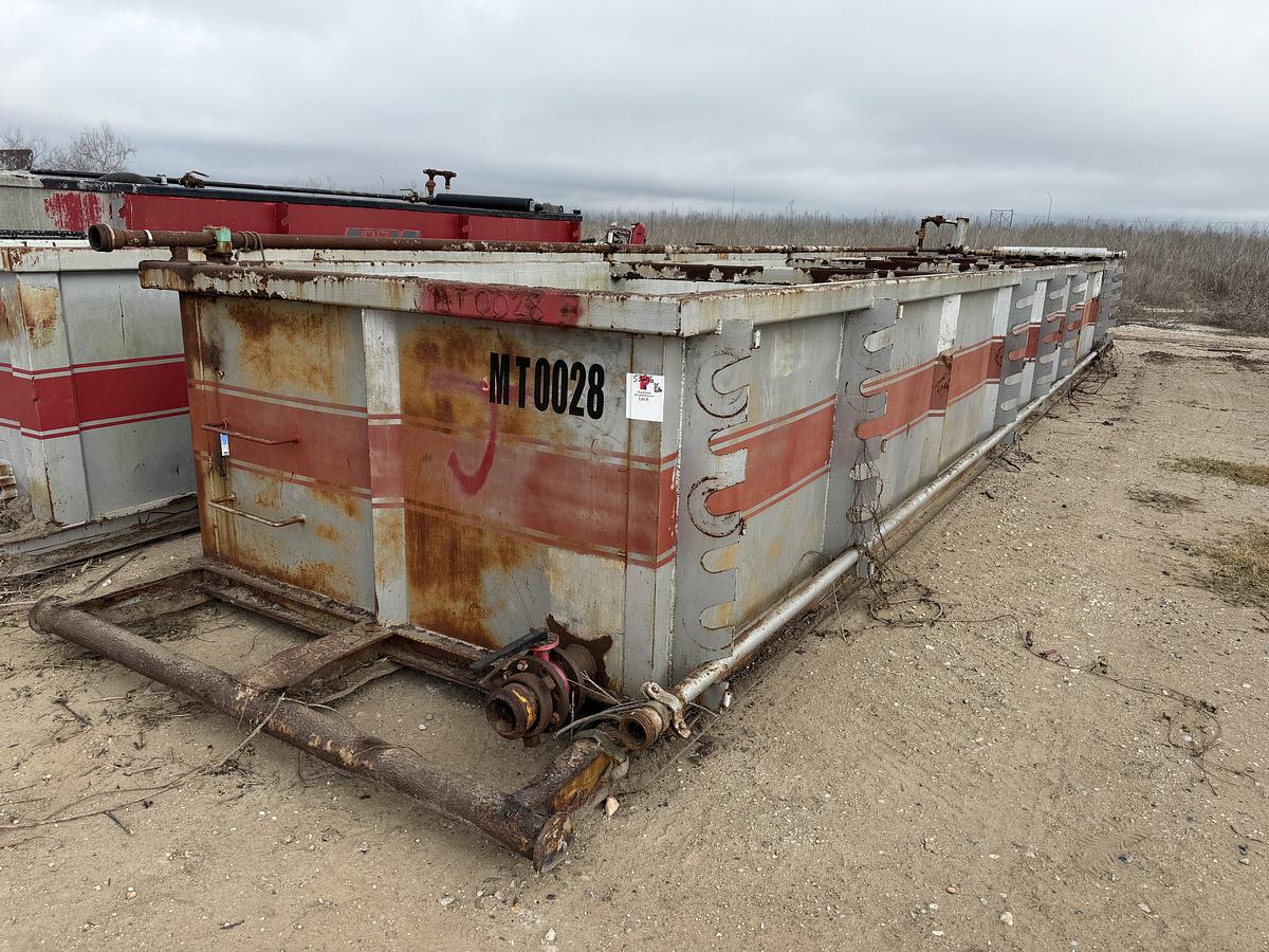 Used 40’ X 87” X 4’ OPEN TOP MUD TANK W/ IRON RACK