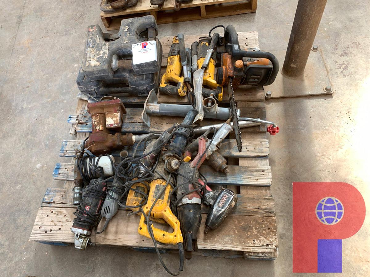 Used PALLET OF PNEUMATIC IMPACTS, DRILLS, GRINDERS, RECIPROCATING SAWS