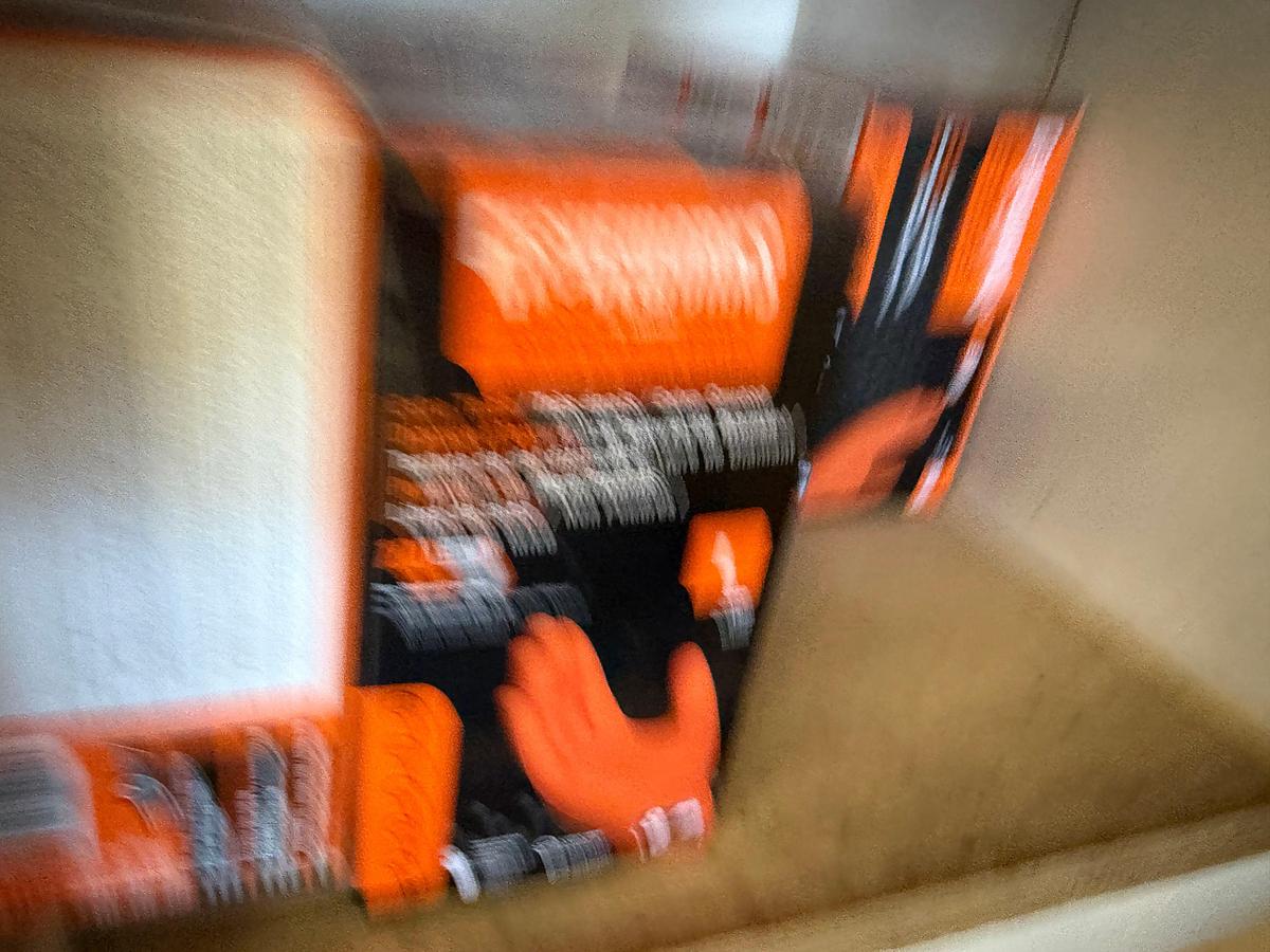 Used WALL SECTION (14) BOXES OF NITRILE GLOVES, (200+) PAIRS G-GRIP GLOVES, BLAKC DOT GLOVES, FLAME RESISTANT, ANIT-SEIZE, & RELATED