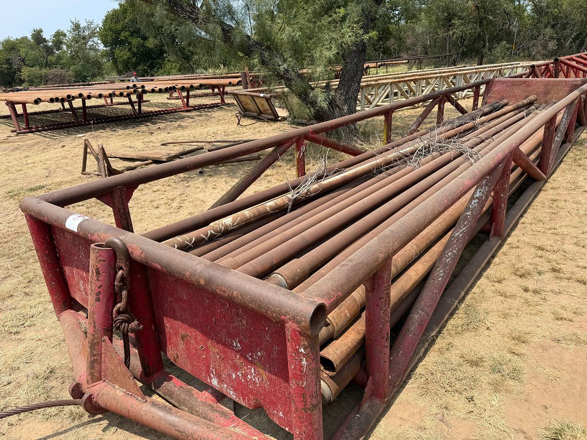 Used 40’L x 8’W x 3’H SKIDDED PIPE TUB W/ DRILL PIPE