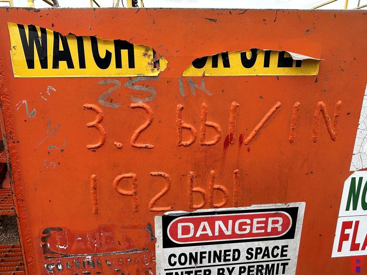 Used 28’ X 8’ X 5’ (3)-COMP. 192 BBL. MUD TANK W/ CATWALK, DEGASSER, IRON RACKS