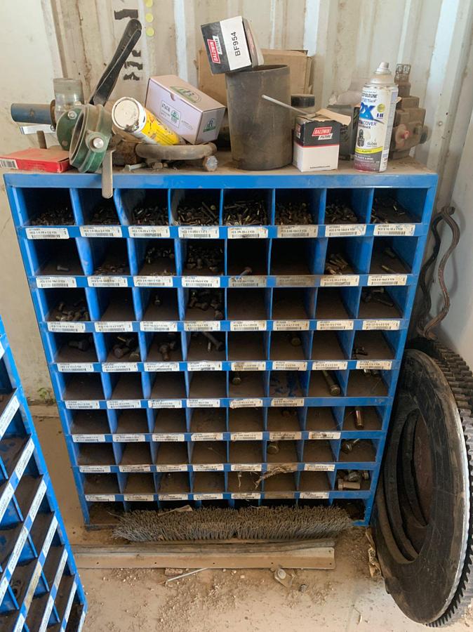 Used (2) 9 x 8 Row Bolt Bins and all Contents