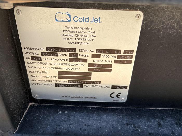 Used COLD JET SDI SELECT 60 DRY ICE BLASTER & ATLAS COPCO AIR COMPRESSOR MTD ON T/A GOOSENECK TRAILER