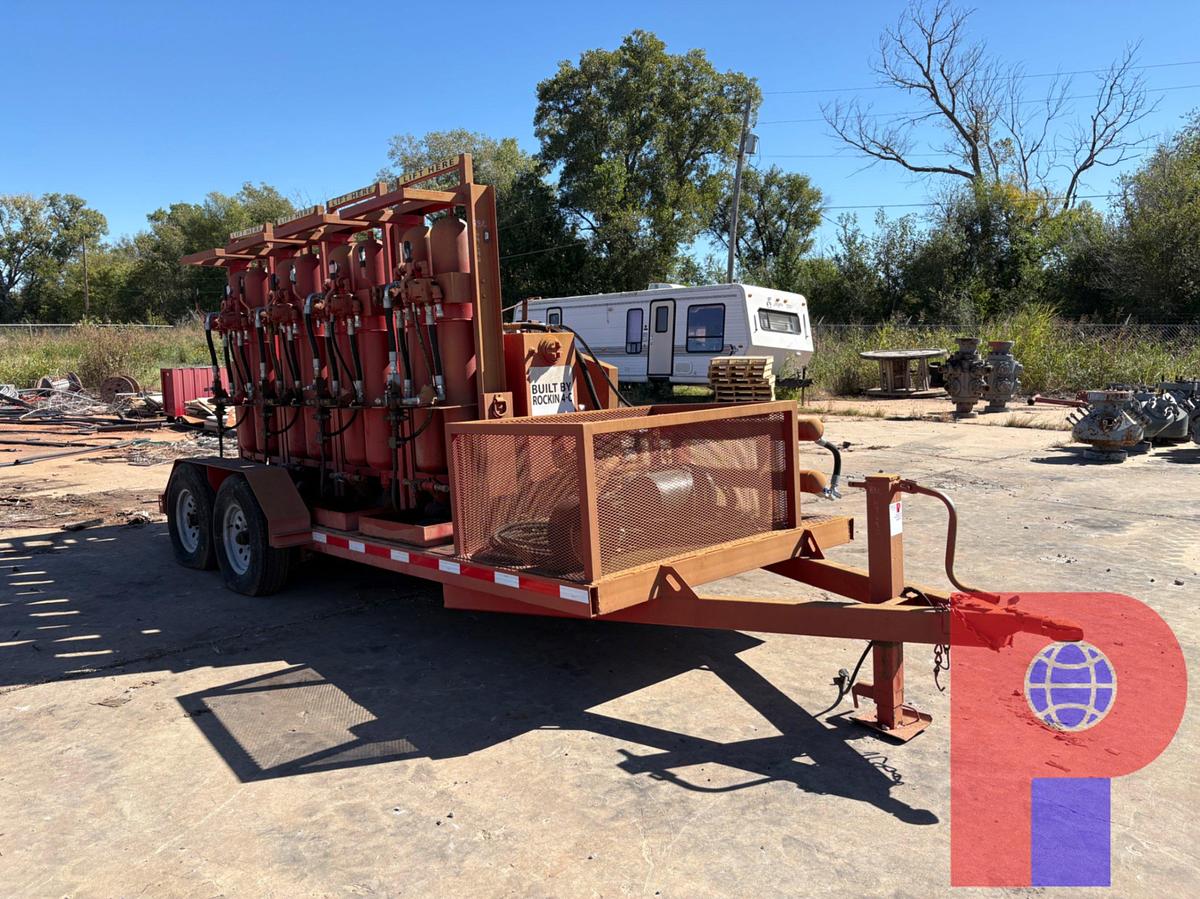 Used 10-STATION CLOSING UNIT MTD ON SHOPBUILT 16’ X 6’ T/A BUMPER PULL TRAILER