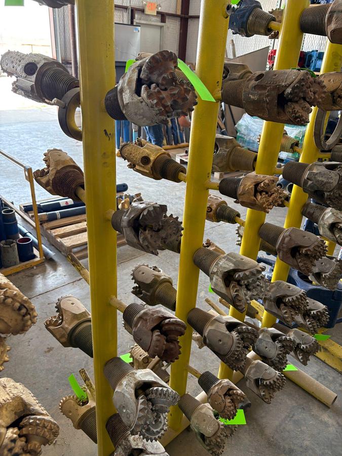 Used (6x$) tricone drill bits, 4-1/4” to 6-1/8”