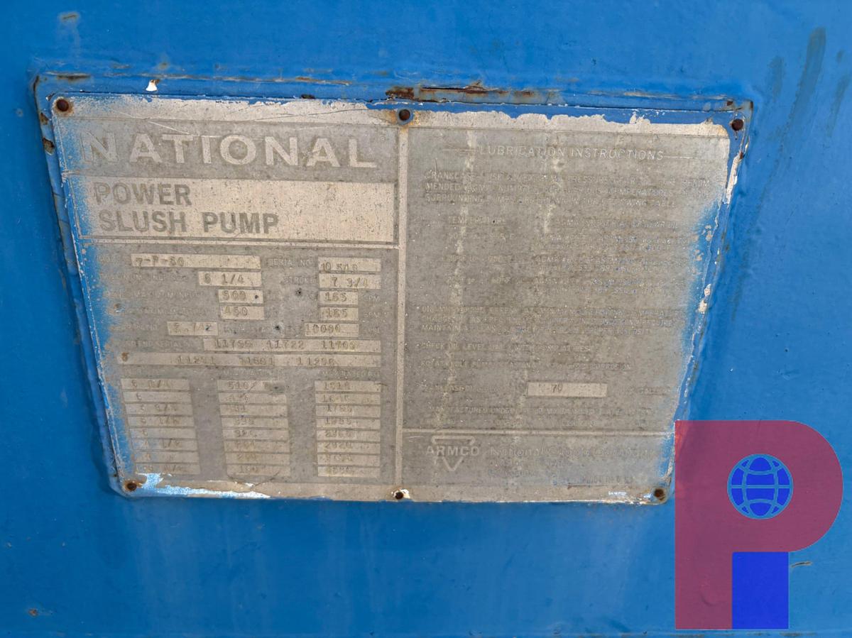 Used NATIONAL 7-P-50 POWER SLUSH TRIPLEX MUD PUMP MTD IN 32’ PUMP HOUSE