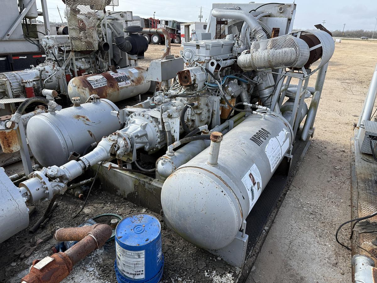 Used JWS-340 10K WP TRIPLEX WELL SERVICE PUMP SKIDDED P/B DETROIT SERIES 60 (INCOMPLETE)