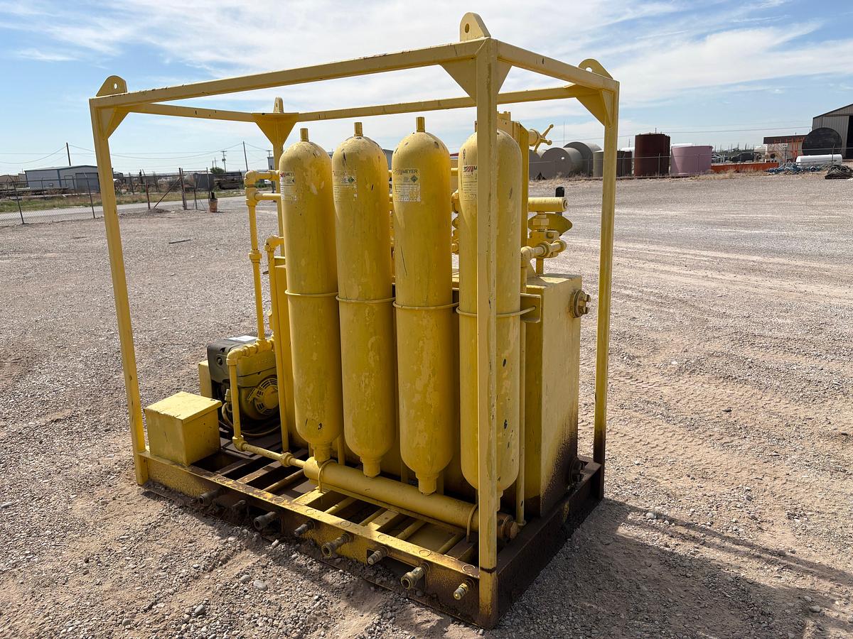 Used Meyer 4-station closing unit, skidded