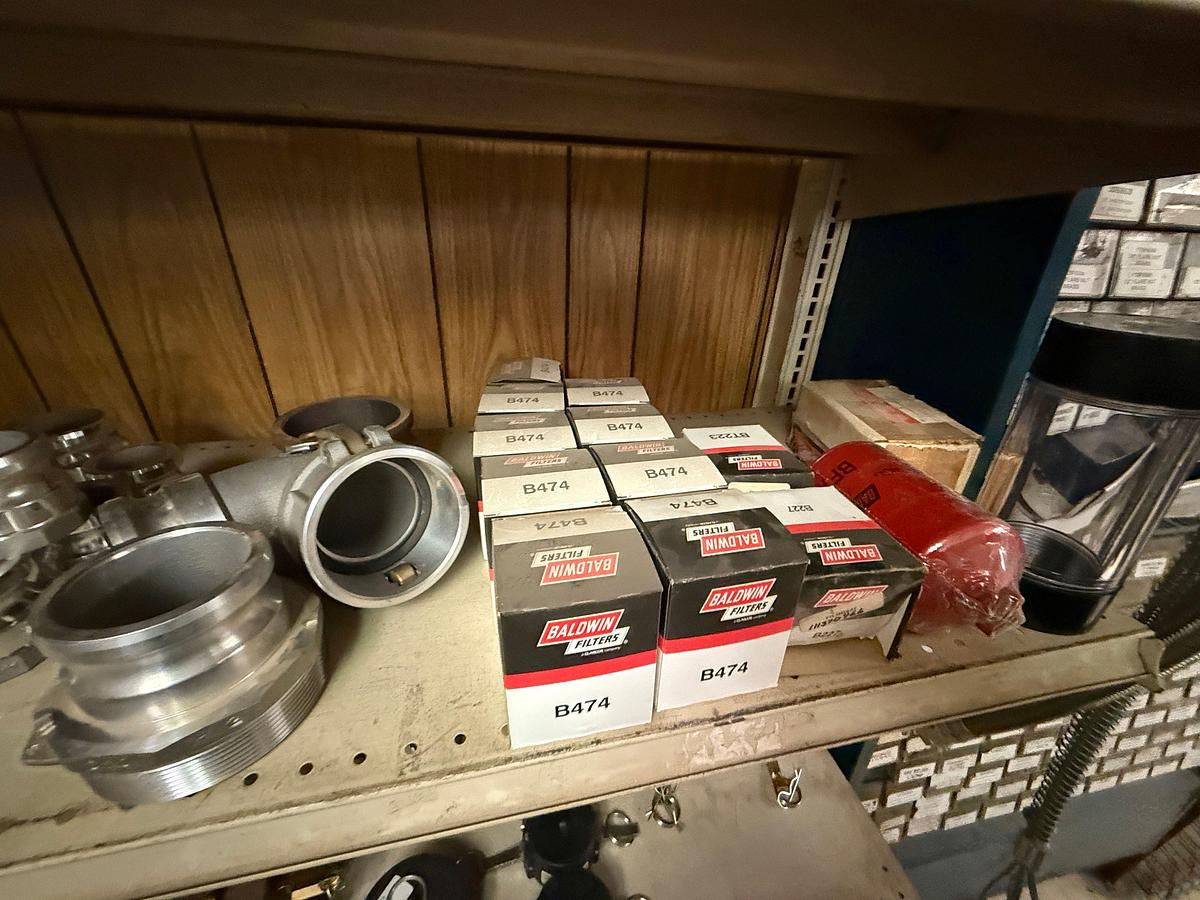 Used 3RD SHELF W/ (30+) 2” THRU 4” ALUM CAMLOCK FITTINGS