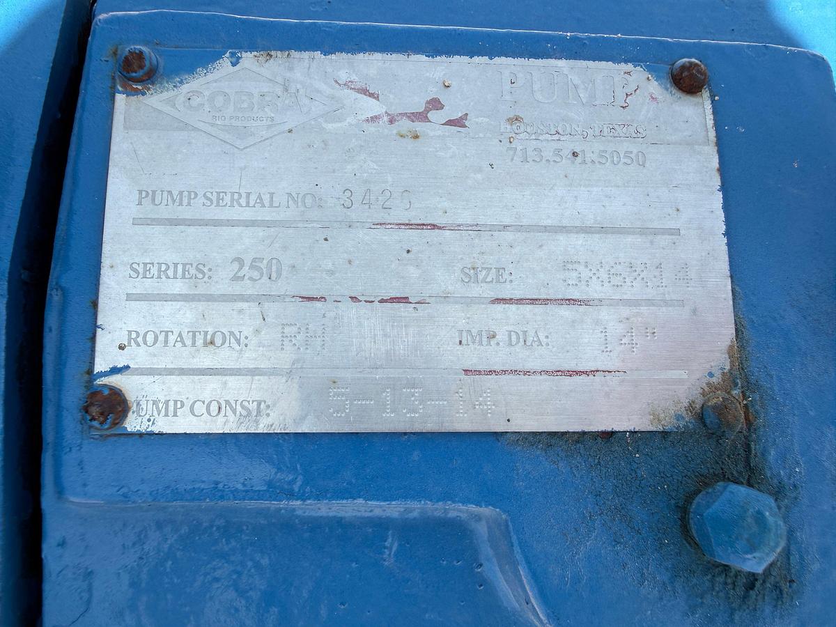 Used COBRA SERIES 250 5x6x14 CENTRIFUGAL PUMP P/B 60-HP ELECTRIC MOTOR