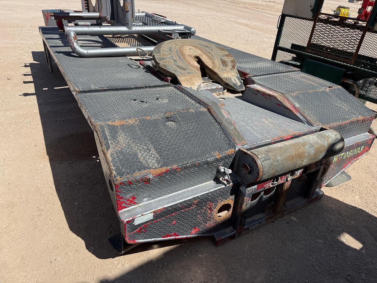 Used 16’L x 96”W HD STEEL WINCH BED W/ HEADACHE RACK F/ WINCH, ROLLING TAILBOARD, & AIR SLIDE FIFTH WHEEL