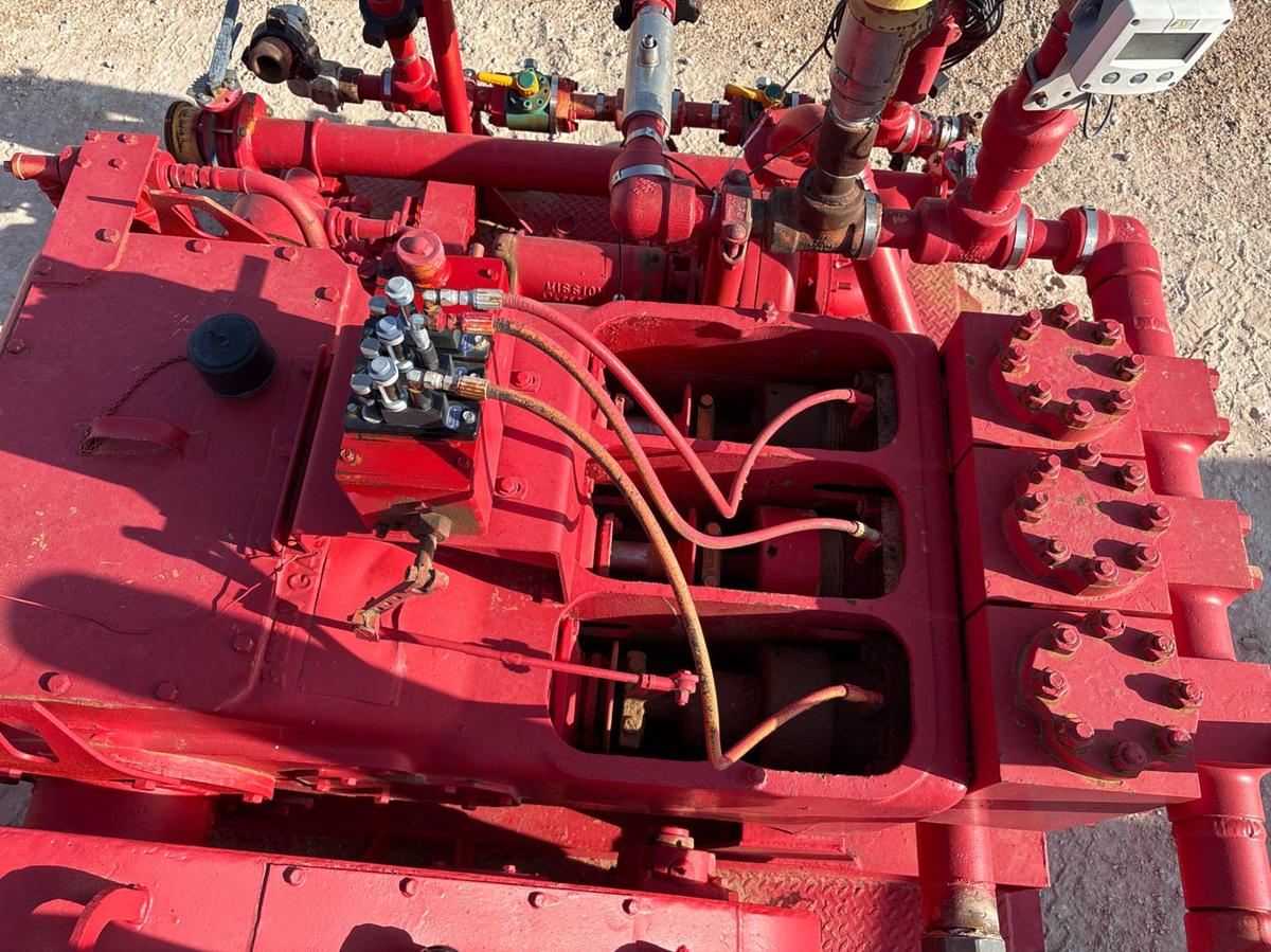 Used Gardner Denver TEE triplex pump unit, skidded