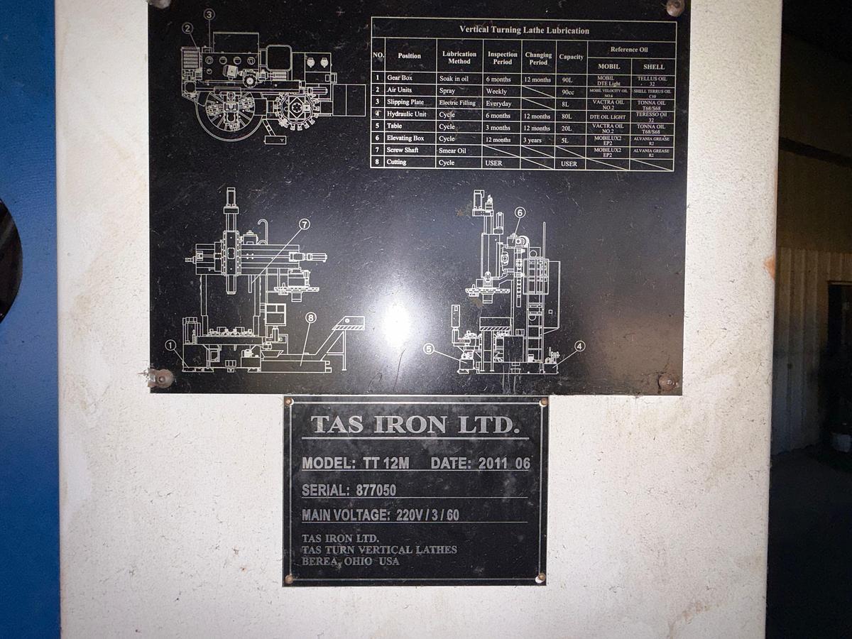 Used 2011 TAS IRON LTD. TT 12M VERTICAL TURNING LATHE