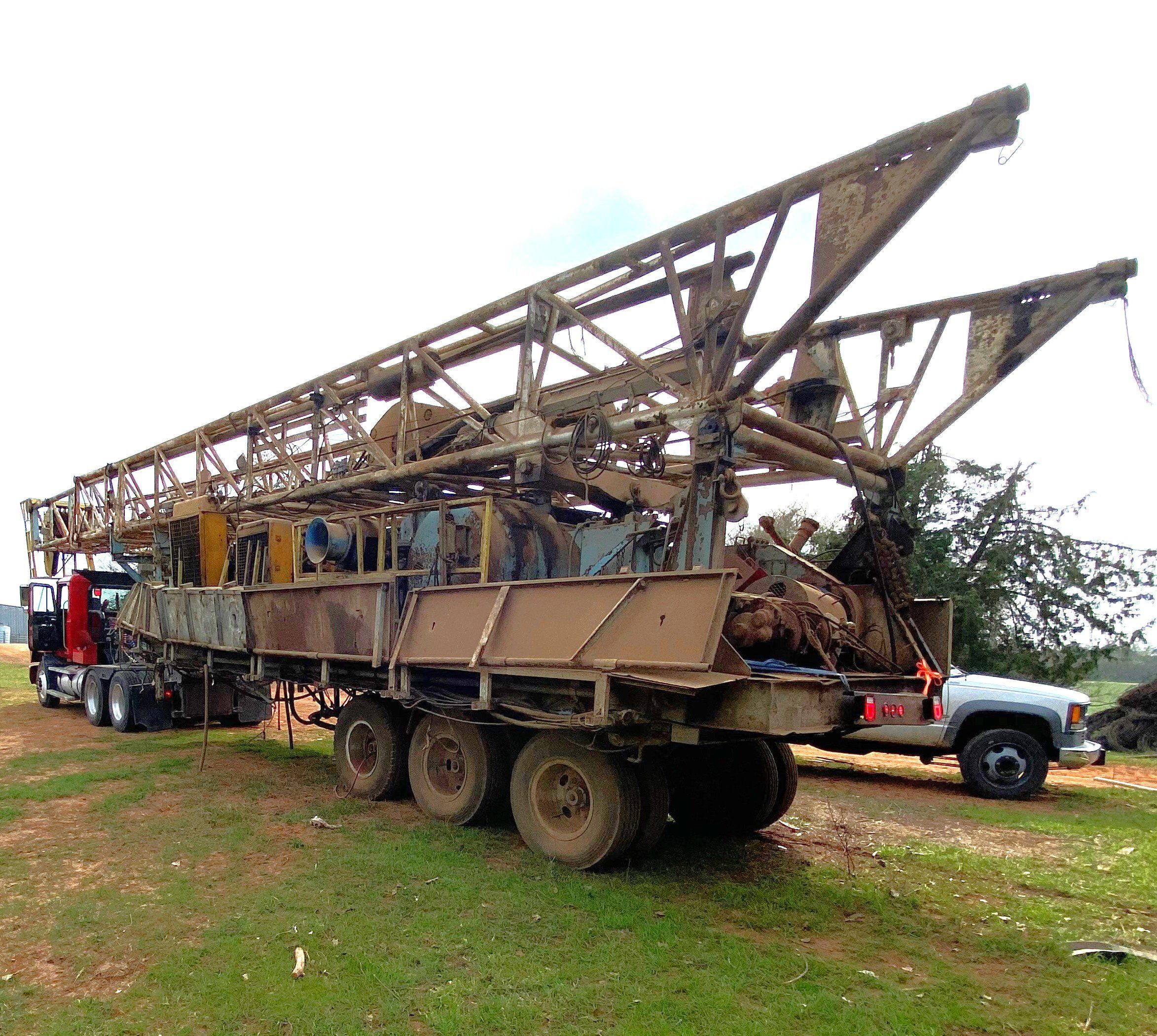 Used SPENCER-HARRIS MODEL 7000 TRAILER MTD DRILLING RIG & 14'L X 8'T X 16'W SUBSTRUCTURE W/ RAMP
