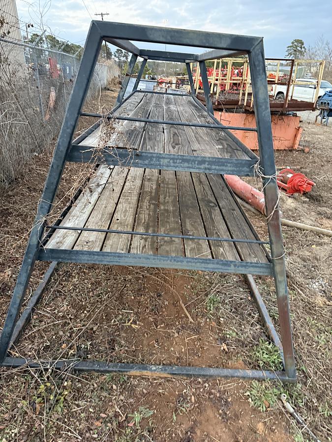 Used 12’L x 6’ W x 6’ H  2-TIER TRIANGULAR SQUARE TUBING STORAGE RACK