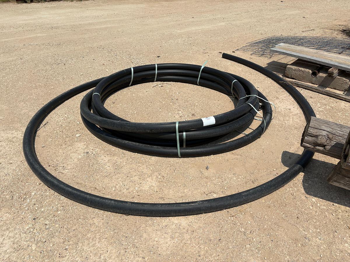 Used (2) rolls 330’ x 48” & (2) rolls of 330’ x 38” galvanized fence, assorted wooden posts, 3” poly pipe, etc