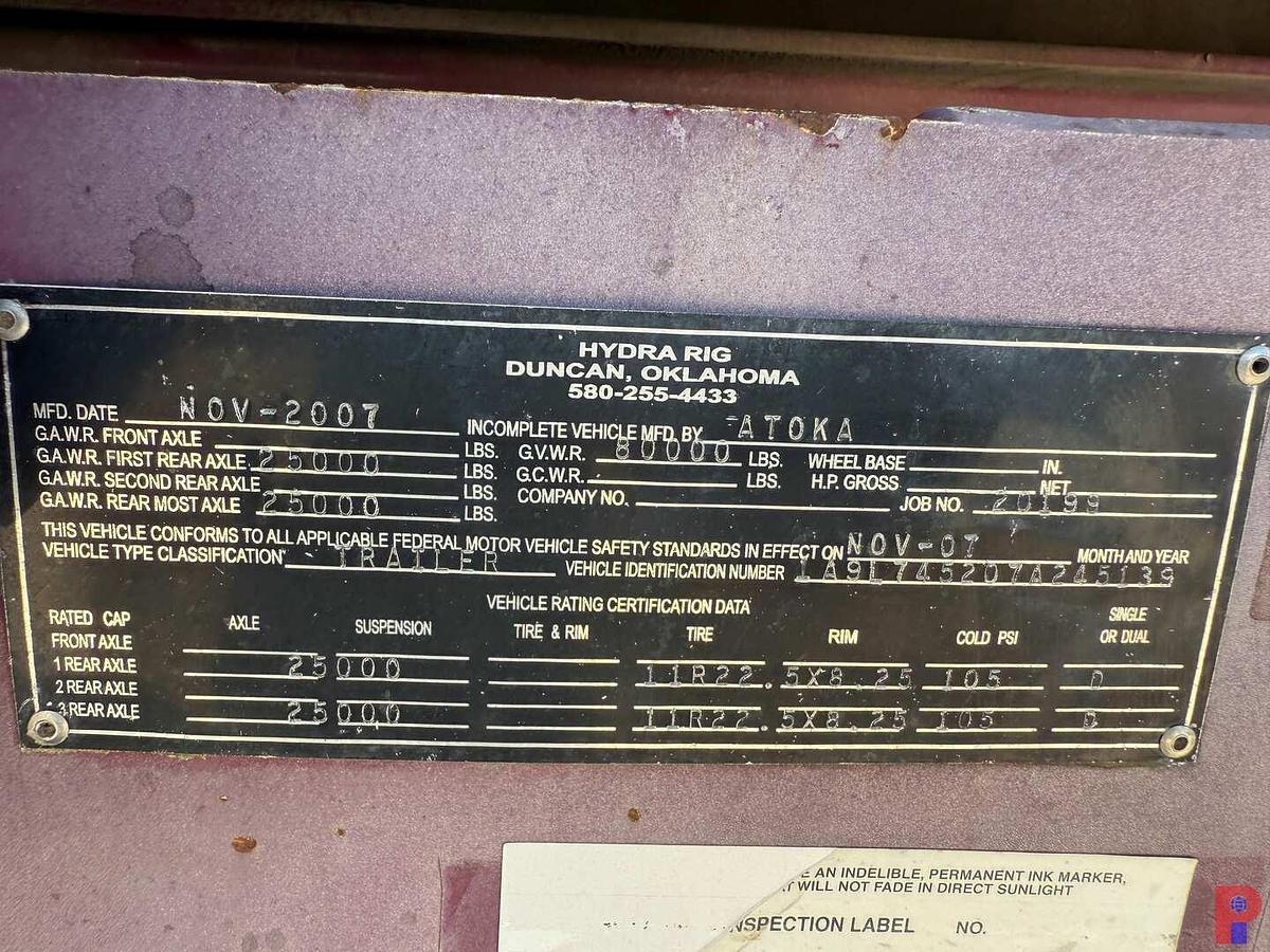 Used 2007 HYDRA RIG 15K TRIPLEX 665 HP NITROGEN COMBO PUMP TRAILER