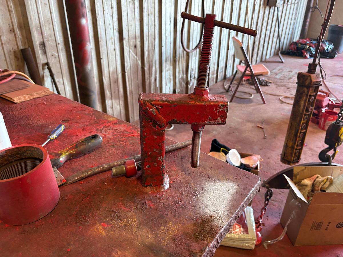 Used 76” x 69” x 39” metal shop table