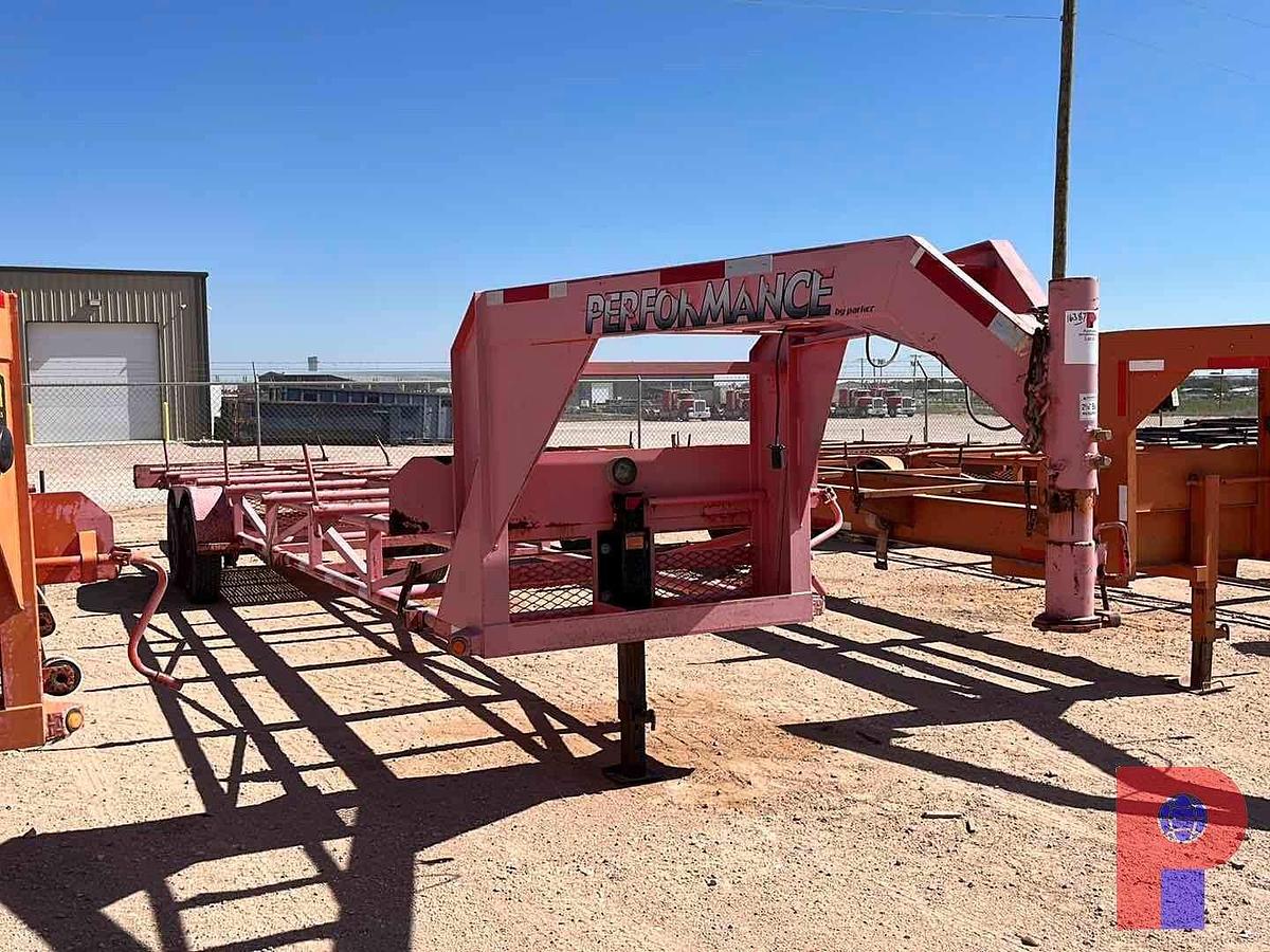 Used SHOPBUILT 32’ X 7’ T/A GOOSENECK PIPE TRAILER