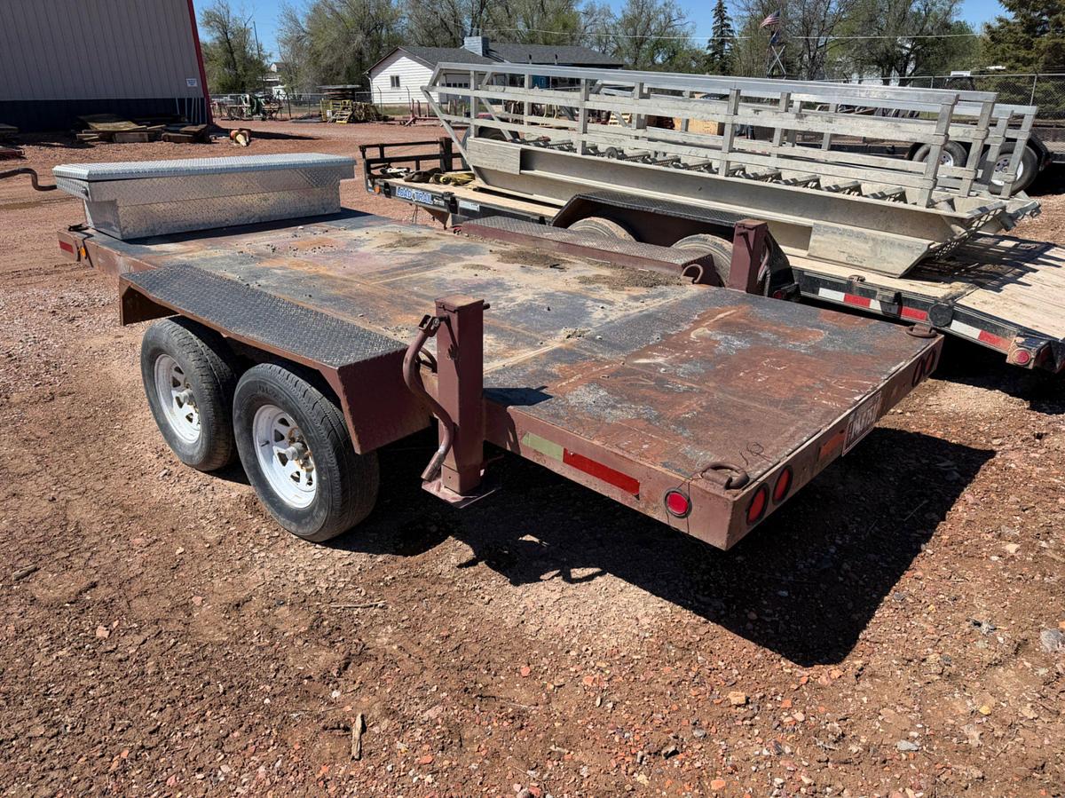 Used 2006 Shopbuilt 15’ t/a steel deck utility trailer