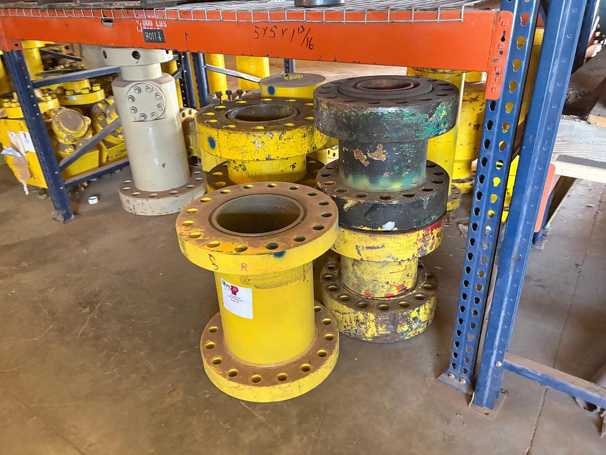 Used (15) assorted 5” 7” & 11”!spacer spools w/ (2) 5” 4-way fluid crosses, & (1) 7-1/16” 5k tubing head
