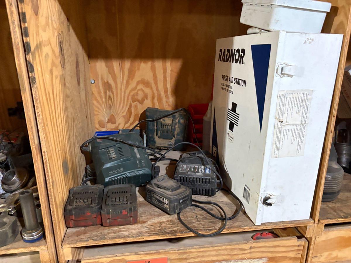 Used (6) shelves of assorted shop tools & valve parts