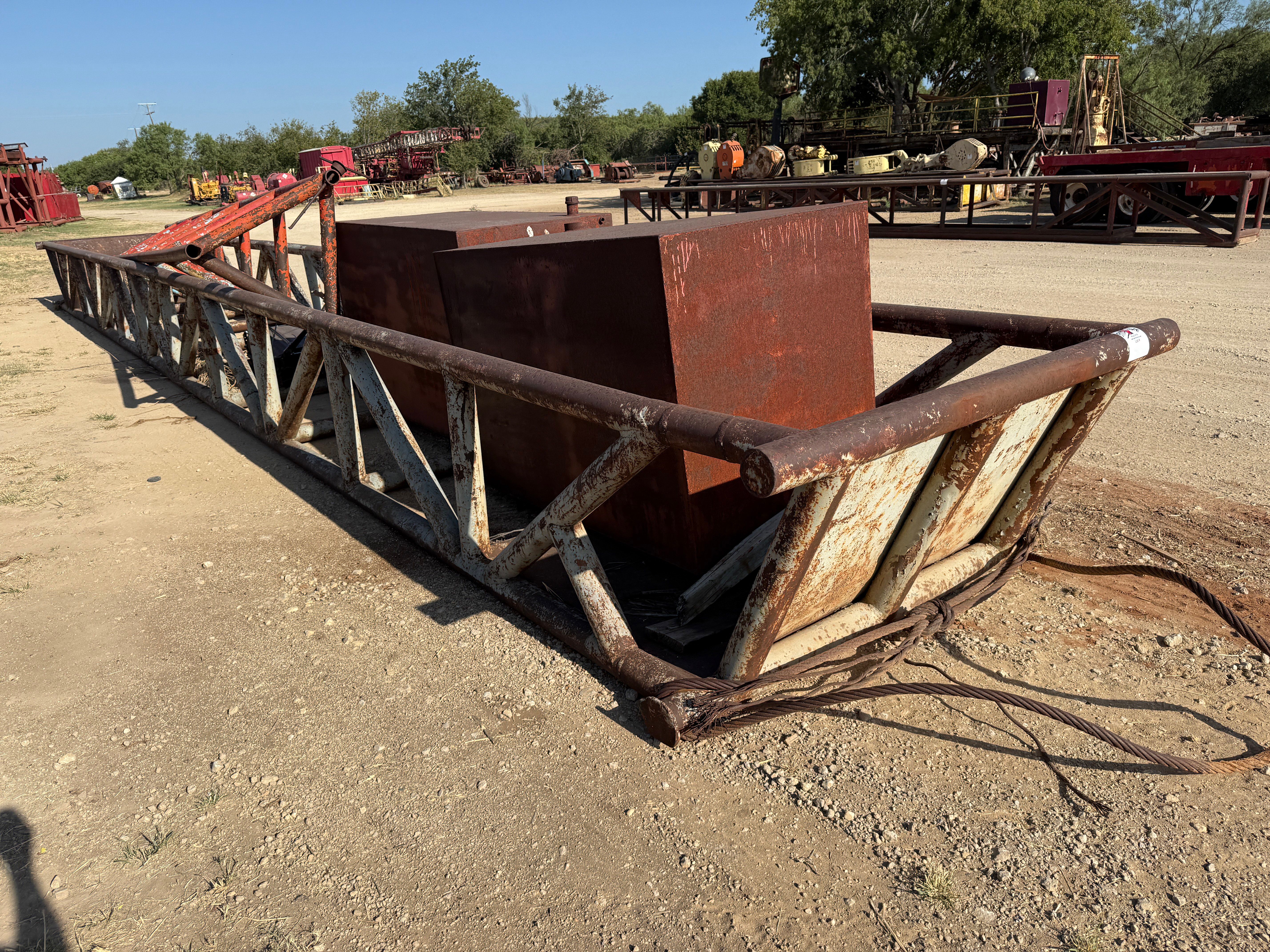 Used 50’ x 5’ x 3’ SKIDDED PIPE TUB W/ CONTENTS