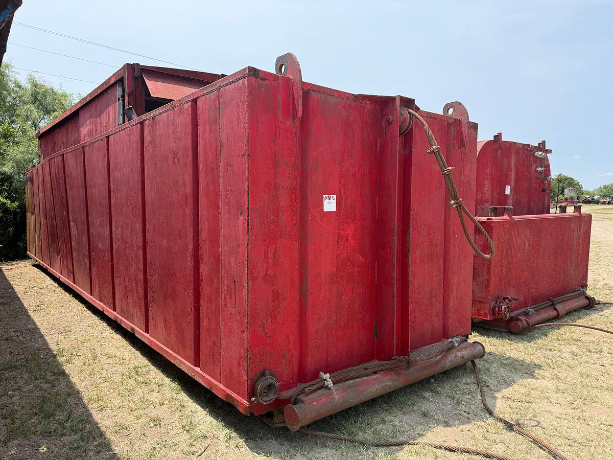 Used 40’L x 9.6’W x 7.4’H OPEN TOP WATER TANK & TOP DOGHOUSE SKIDDED