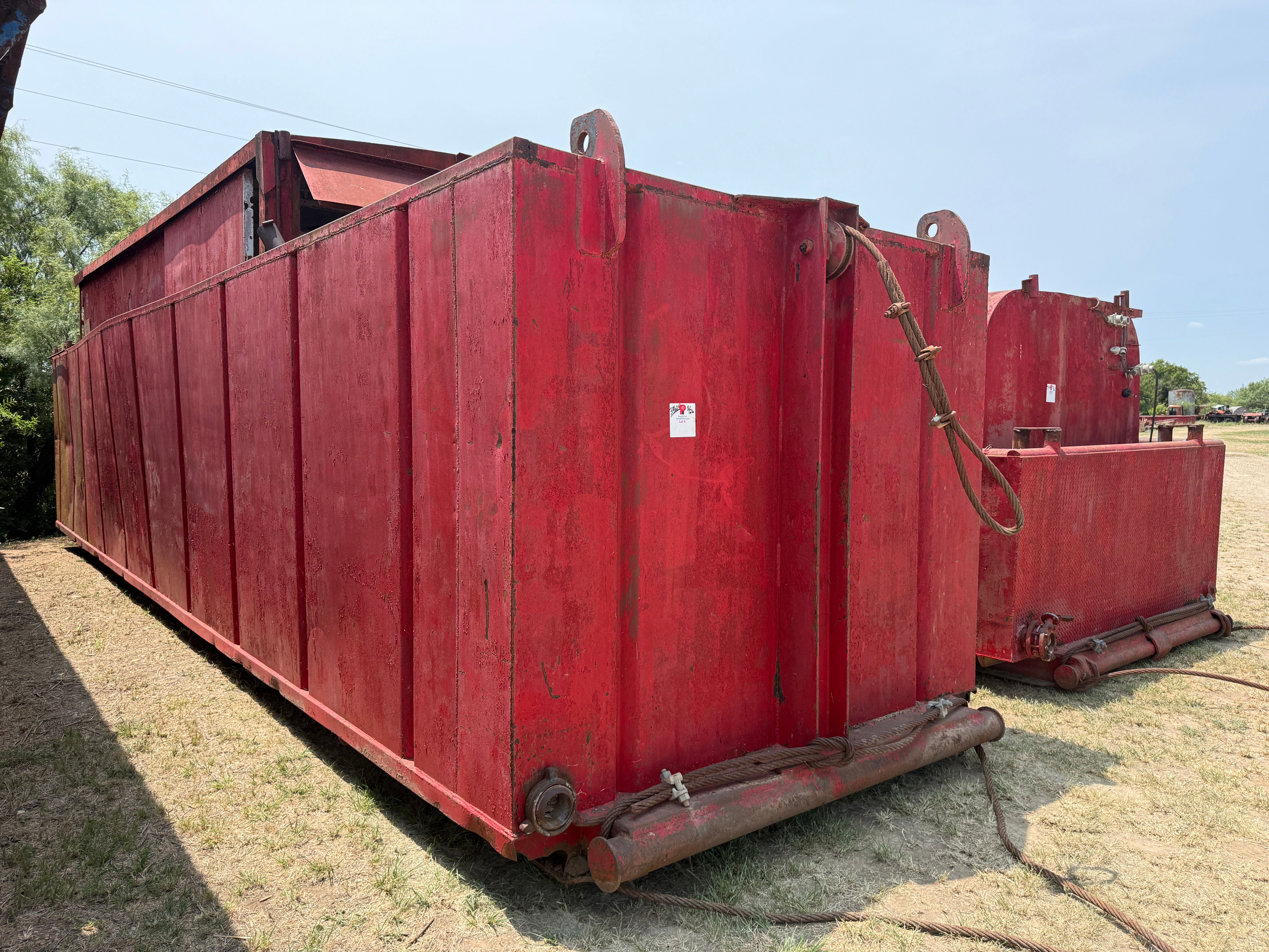 Used 40’L x 9.6’W x 7.4’H OPEN TOP WATER TANK & TOP DOGHOUSE SKIDDED