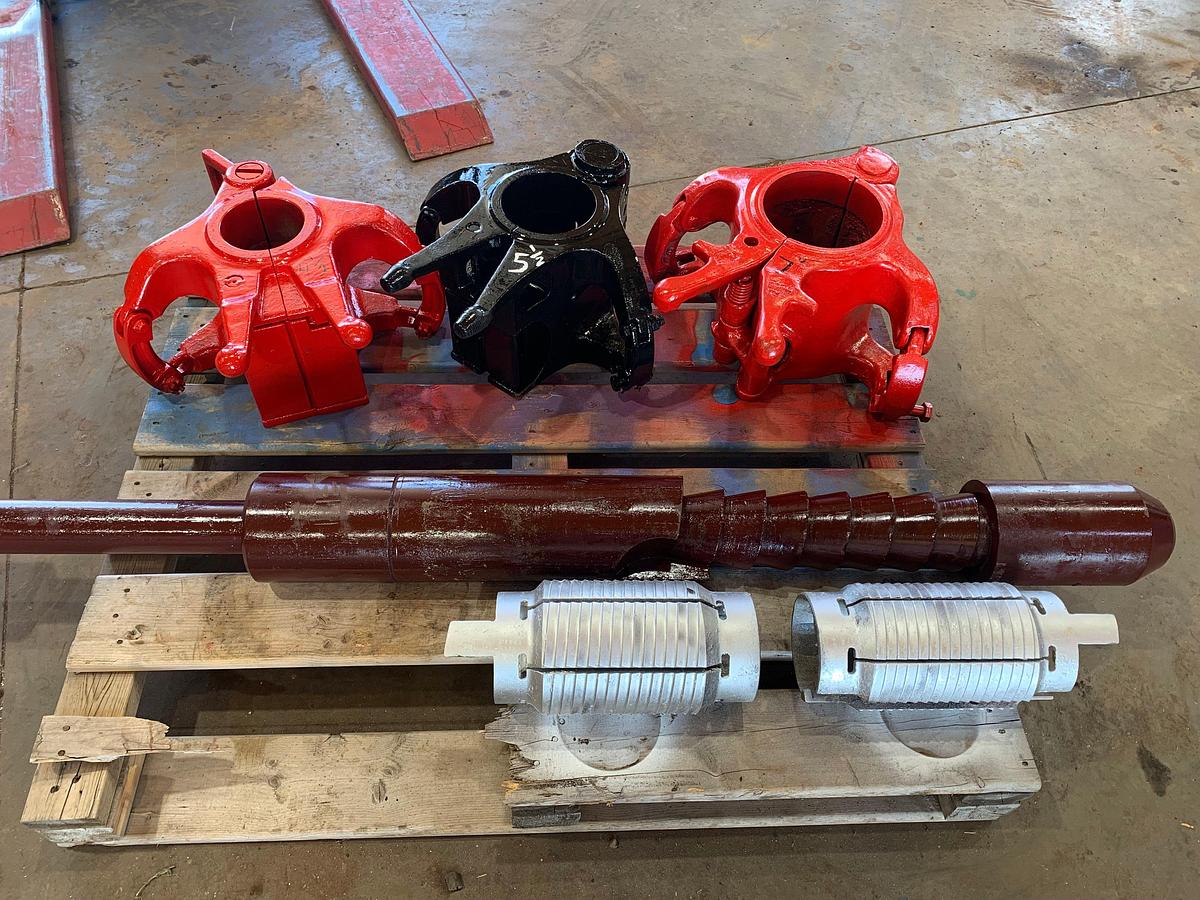 Used (3) 100-TON 4-1/2", 5-1/2", 7" ELEVATORS & (1) 5-1/2" FISHING TOOL SPEAR & GRAPPLES
