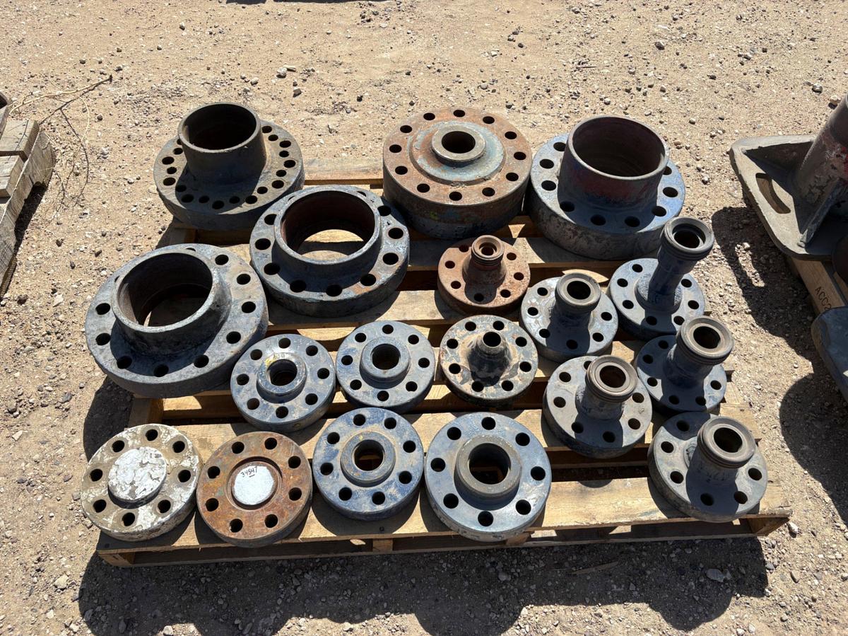 Used (19) assorted blind, threaded, & weco flanges