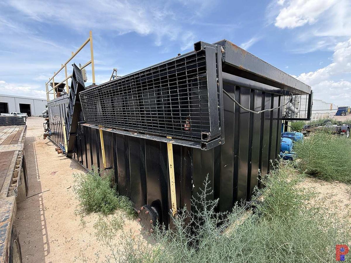 Used 35’L X 10’W X 6.5’H 4-COMPARTMENT 260 BBL MIXING TANK P/B (3) 75 HP ELECTRIC MOTORS