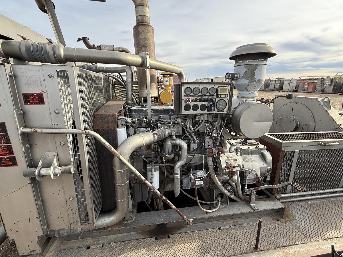 Used TULSA TT250 3K WP TRIPLEX WELL SERVICE PUMP SKIDDED P/B CATERPILLAR C9