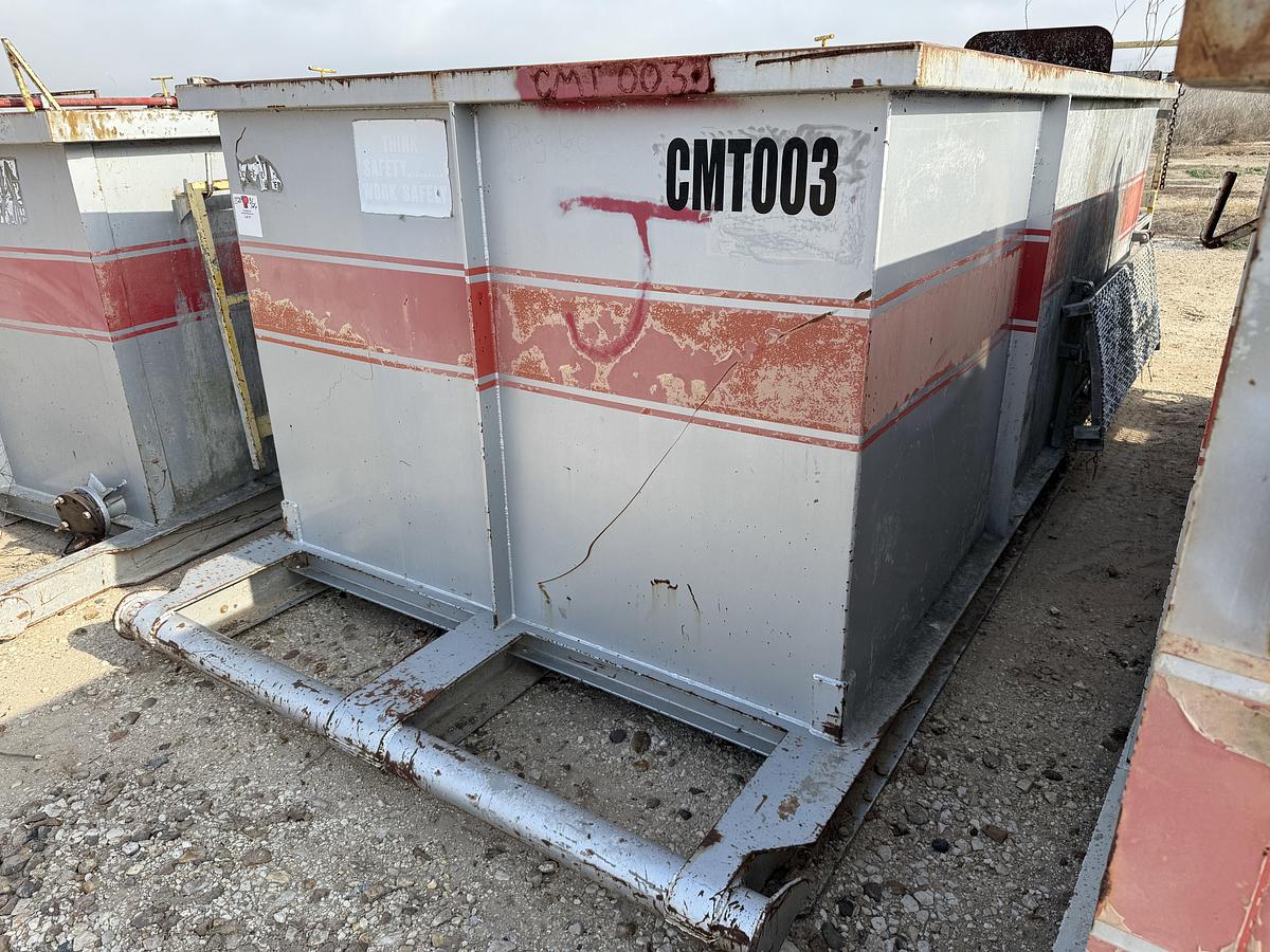 Used 15’ X 7’ X 5’ 3-COMP CEMENT MIXING TANK W/ CATWALK, PORCH,& AIR VALVES