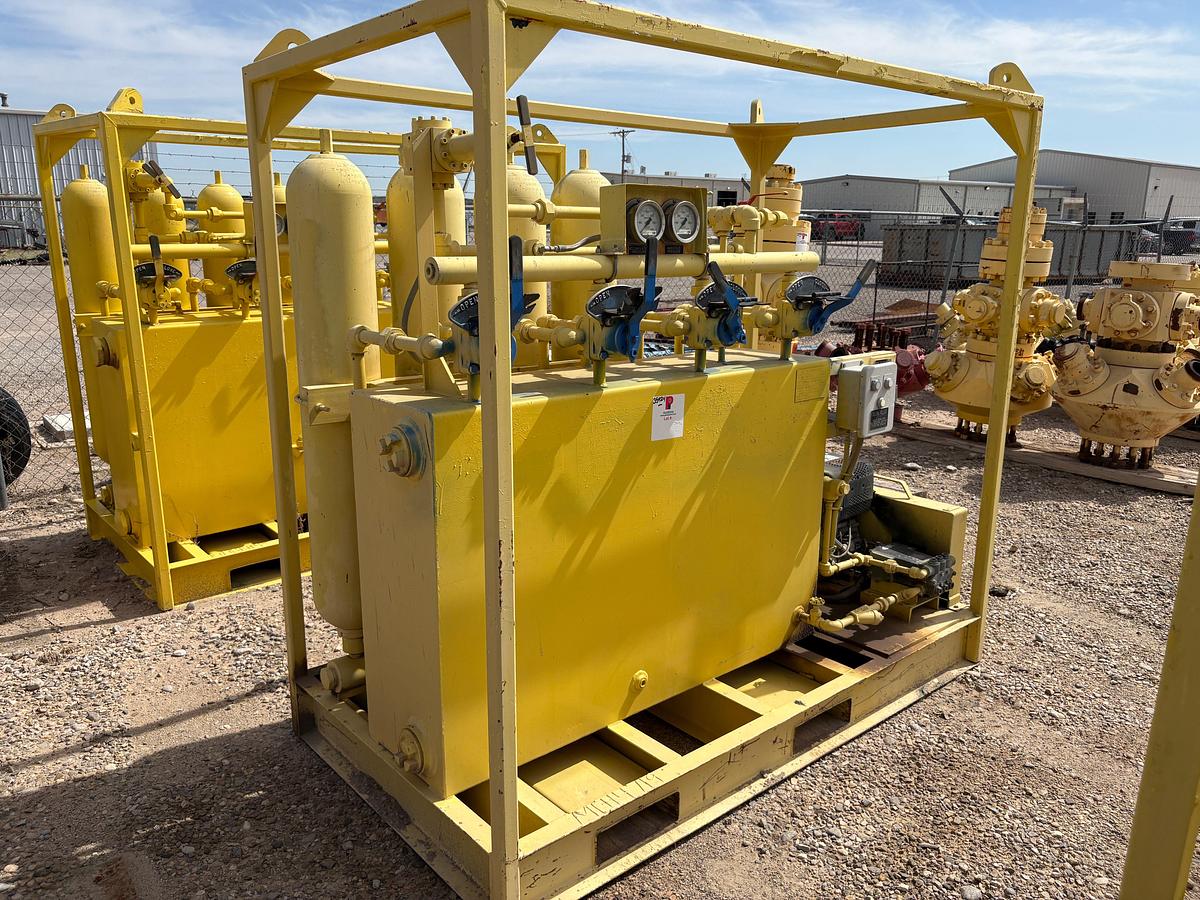 Used Meyer 4-station closing unit, skidded