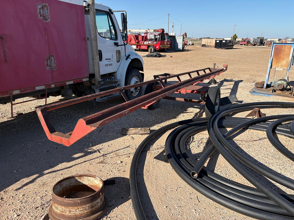 Used SHOPBUILT 26’ x 30” s/a bumper pull pipe trailer