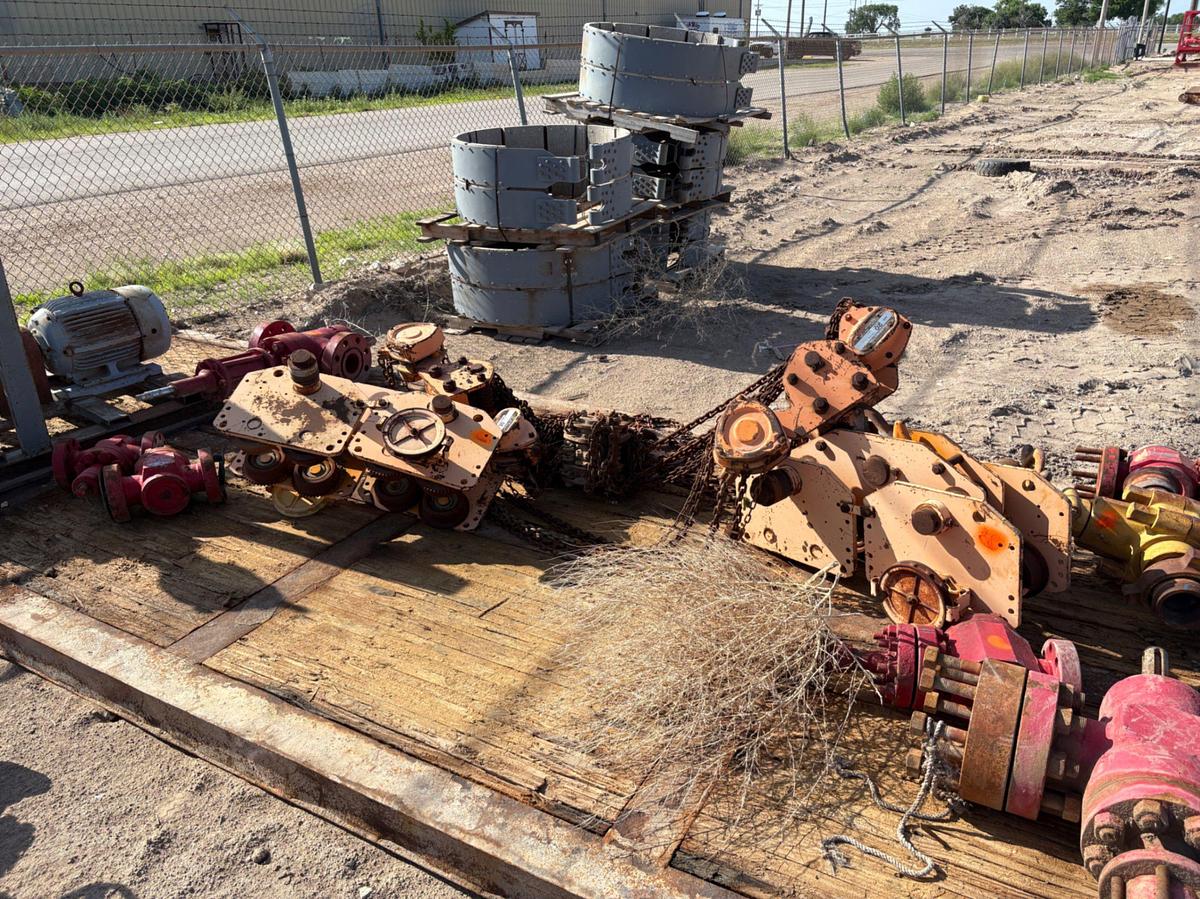 Used Assorted DSAs, gate valves, & contents of rig matting board