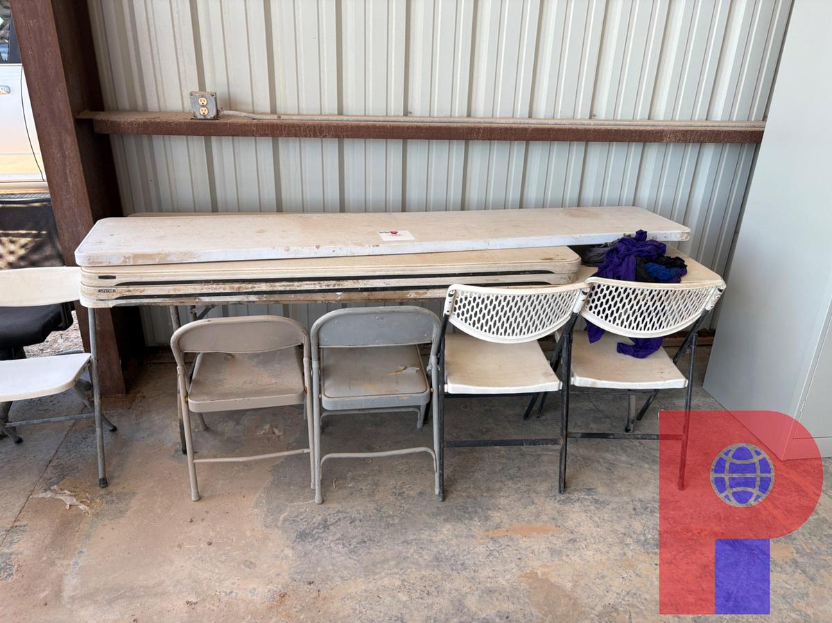 Used (4) LIFETIME PLASTIC TOP FOLDING TABLES & (18) CHAIRS