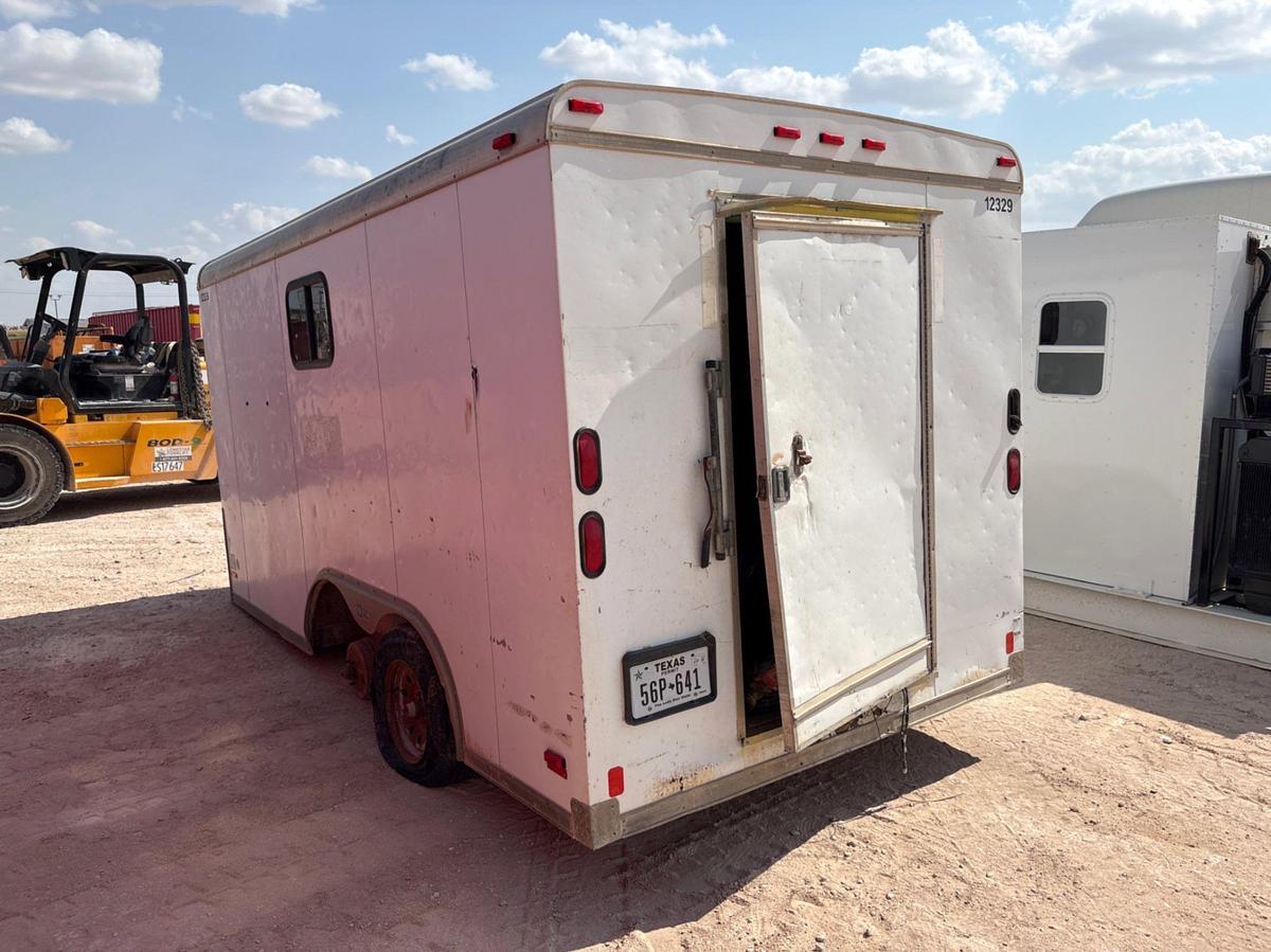 Used 14’ x 7’ T/A BUMPER PULL DOGHOUSE TRAILER W/ CONTENTS