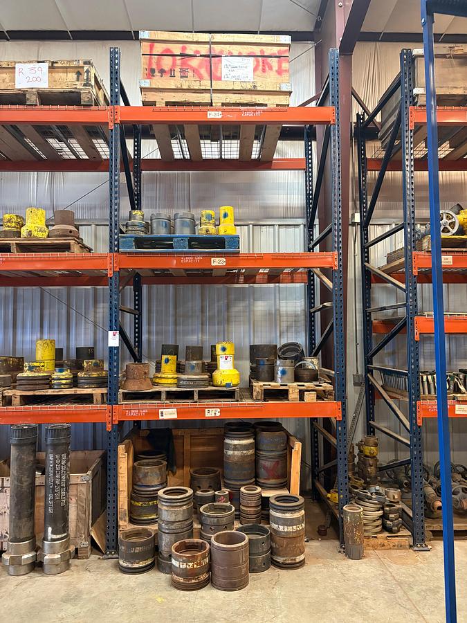 Used Contents of (4 shelves) w/ Assorted rl-7, f-22 & f-23 casing hangers, & box of choke valve parts