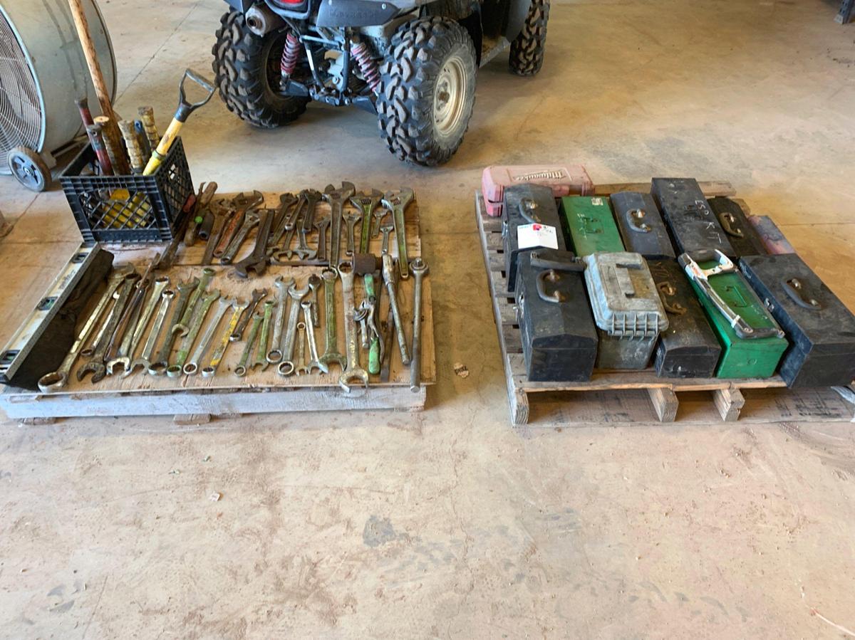 Used 2 Pallets of Wrench’s, Crescents, Hammers and Tool Boxes