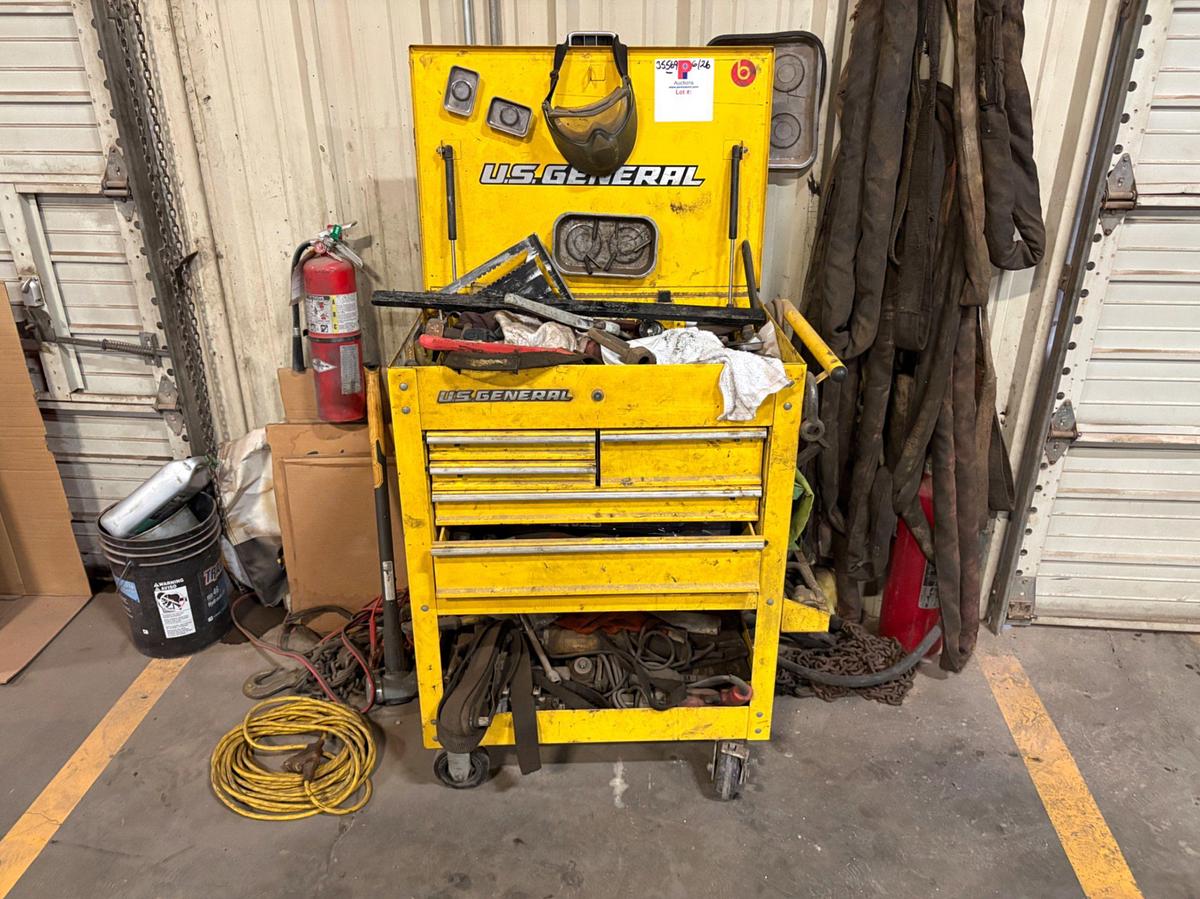 Used US GENERAL 5-DRAWER ROLLING TOOLBOX W/ CONTENTS