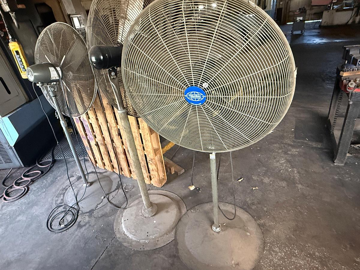 Used (3) GLOBAL 30” PEDESTAL SHOP FANS