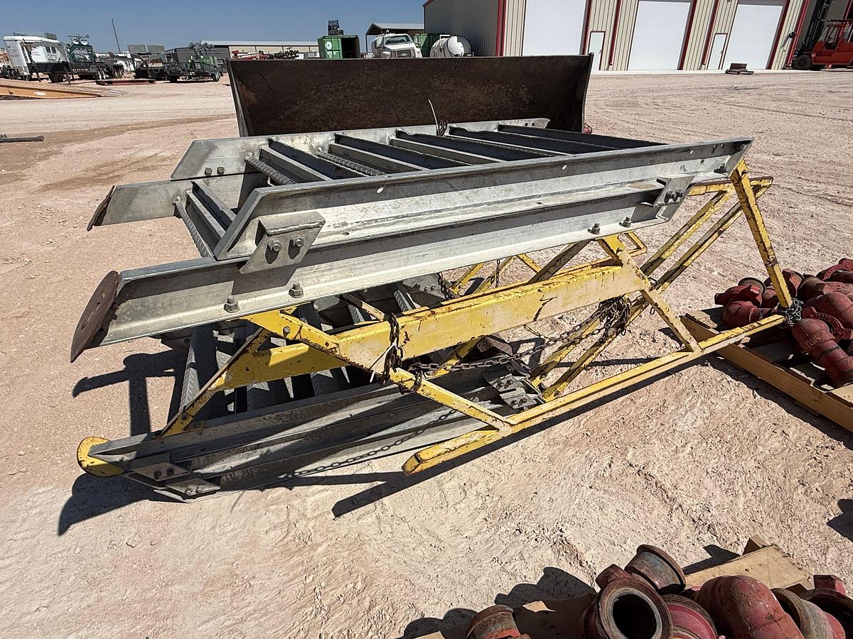 Used (2) 8’ EXTENDABLE ALUMINUM RIG LADDERS W/ HANDRAILS