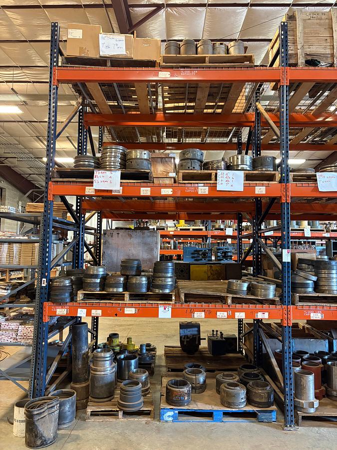 Used Contents of (4 shelves) w/ Assorted C-21 & C-22 casing hangers, H plates, pe seals, etc.