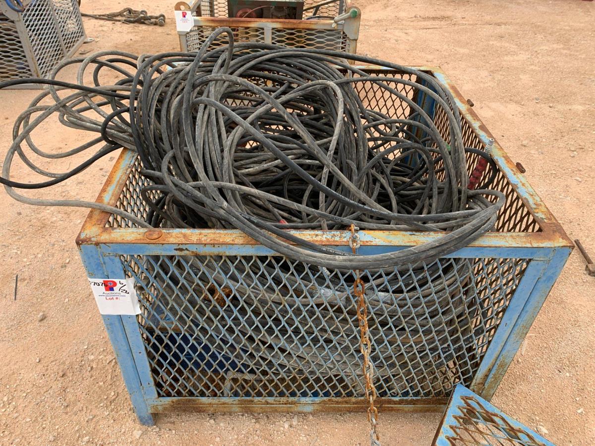 Used 4’ x 4’ x 3’ Metal Bin full of Hydraulic Hoses