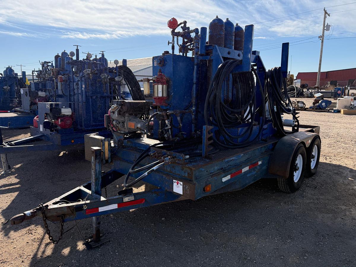 Used 7-1/16 REEDY 5M 2-7/8 HYD BOP 3-STATION MTD ON 1999 HMDE T/A BP ACCUMULATOR CLOSING UNIT TRAILER