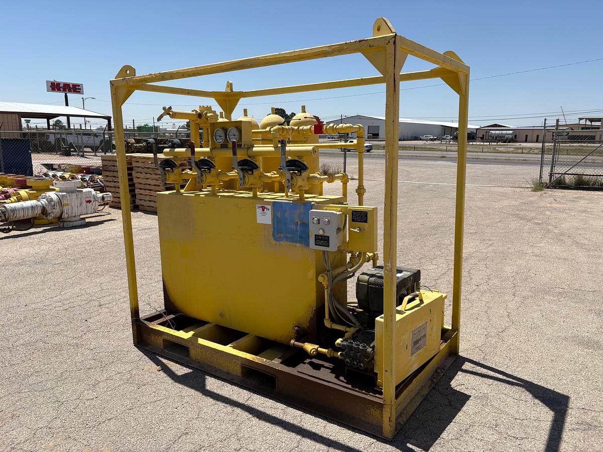 Used Meyer 4-station closing unit, skidded
