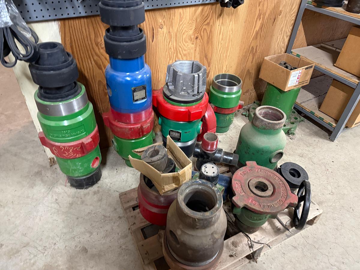 Used SECTION OF (6)MOSTLY 2-7/8” WSI 2K WP TUBING HEADS & RELATED, & WALL OF FLANGE GASKET & VICTAULIC TYPE GASKETS